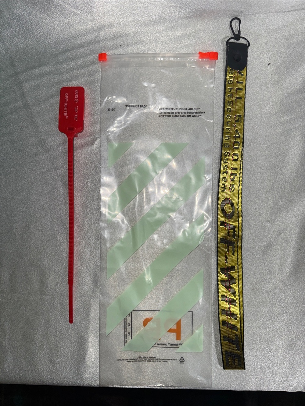 Off-White Black and Yellow Industrial Phone Lanyard with Red Zip Tie🔥New!